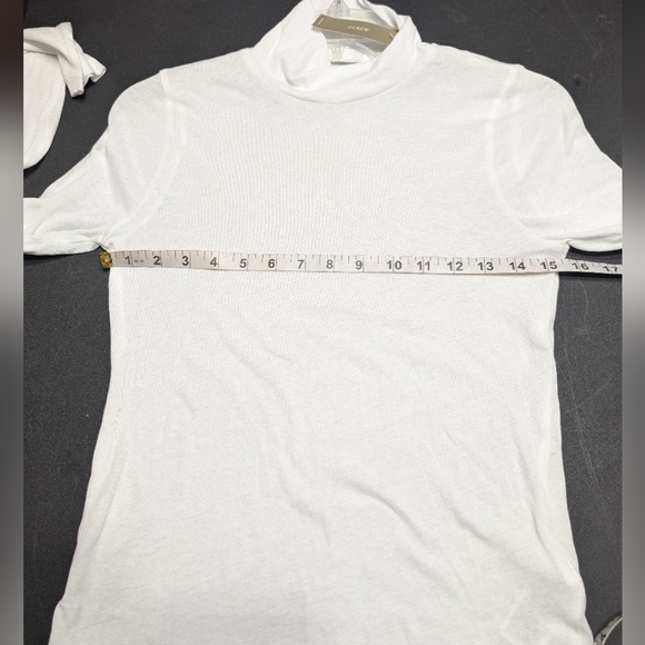 J.Crew White Tissue Crepe Fitted Long Sleeve Lightly Sheer Layering Turtleneck S - Picture 6 of 9